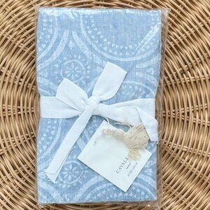 NEW Serena & Lily Cavallo Tile Linen Euro Pillow Sham-Blue Chambray